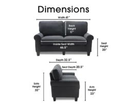 Copenhagen Charcoal Loveseat -Furniture Series Sales 810659173 A0 5