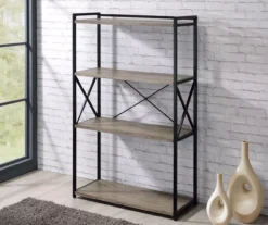 Corday Gray Wood 4-Shelf Open Bookcase -Furniture Series Sales 810680821 B0 2