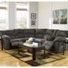 Signature Design By Ashley Tambo Pewter Faux Leather Reclining Sectional -Furniture Series Sales combo800025